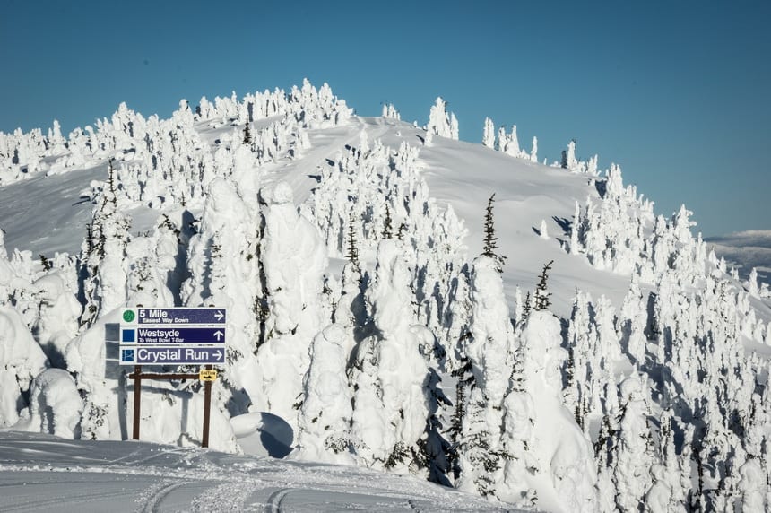 Nothing but snow ghosts at the top of Crystal Chair at the Kamloops Ski Resort