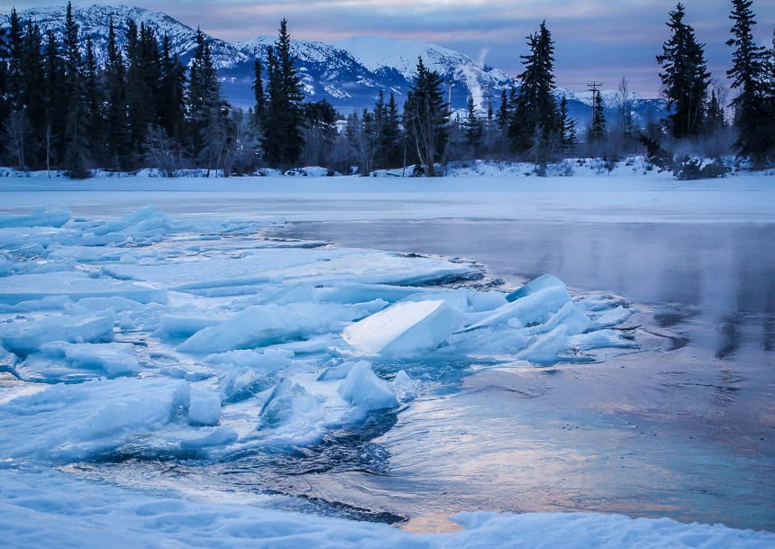 The Yukon River in Whitehorse in winter