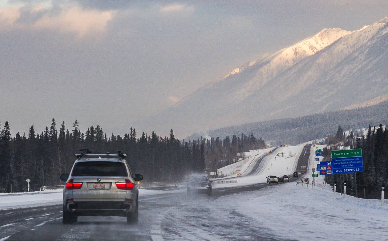 Banff in winter means being prepared for less than ideal driving conditions