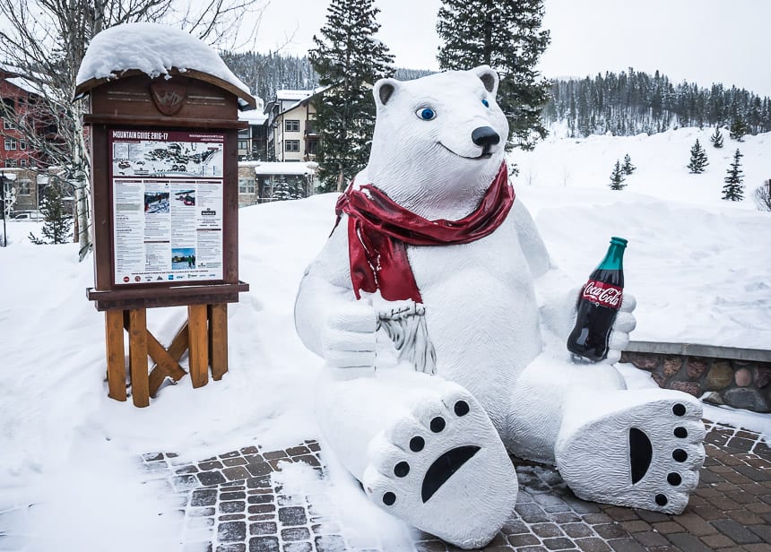 Look for this bear in the village at Winter Park Resort
