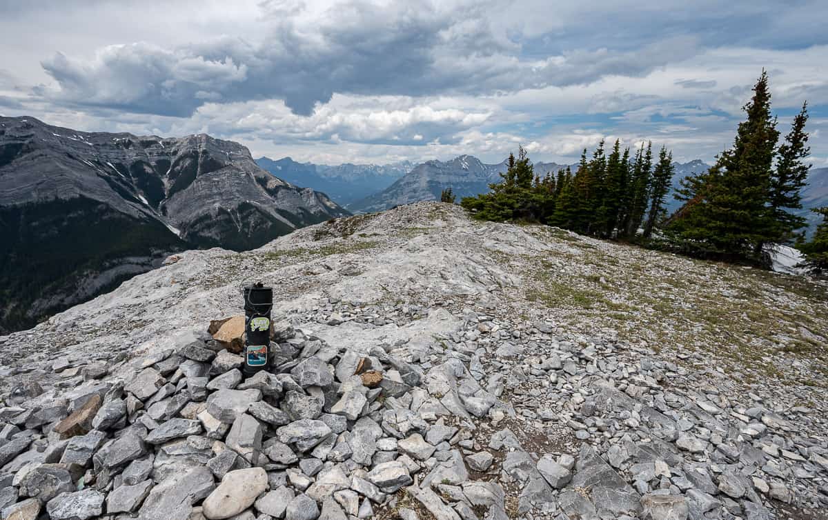 The summit register on Grant MacEwan Peak