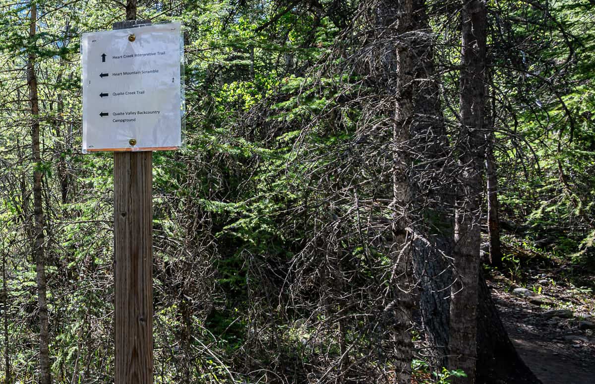 The only signage you'll see for the Heart Mountain hike