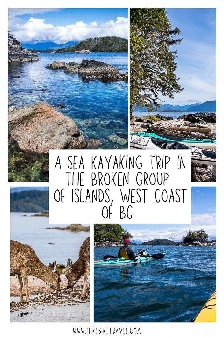 A sea kayaking in the Broken Group of Islands off the west coast of Vancouver Island