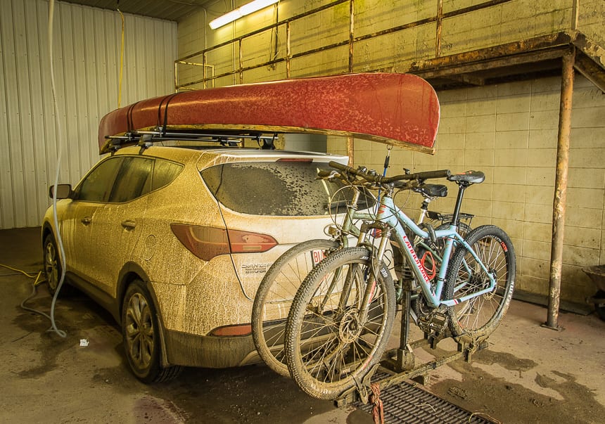 This is how dirty the car and our bikes got driving to communities along the Iron Horse Trail on backroads