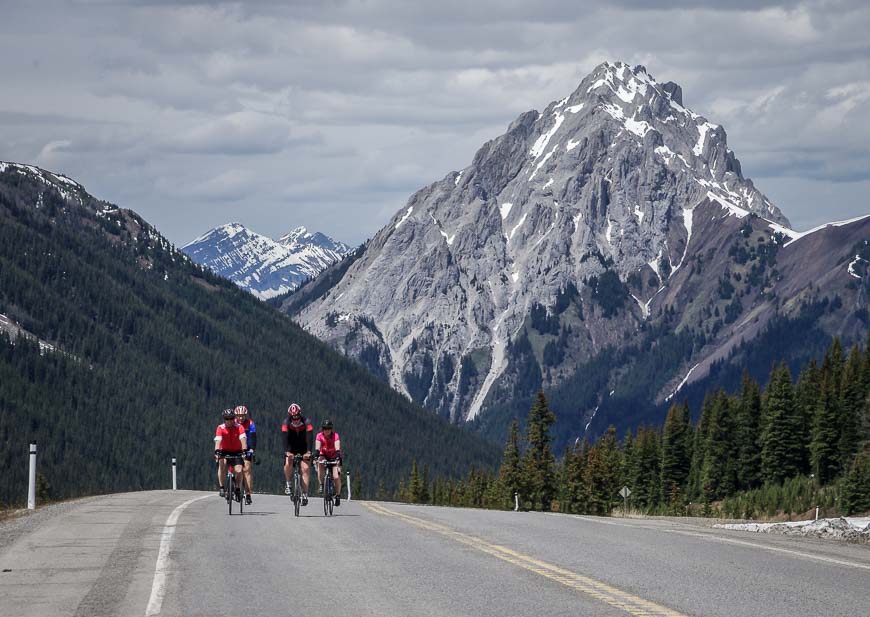 Biking up Highwood Pass