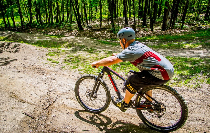 Move your butt behind the saddle for steep downhills