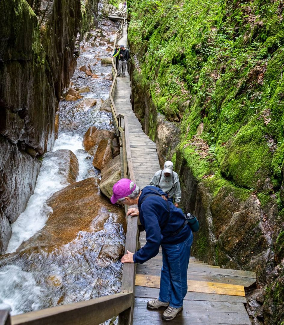 Catwalks – that are removed every winter – run up Franconia Gorge