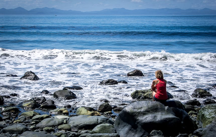 Enjoy the view over to the Olympic Peninsula in Washington from Mystic Beach