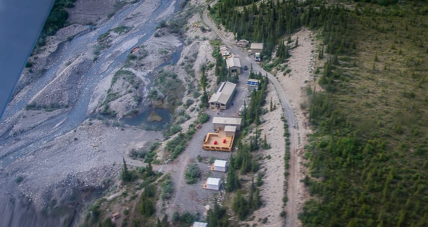 The view of the base camp from the air