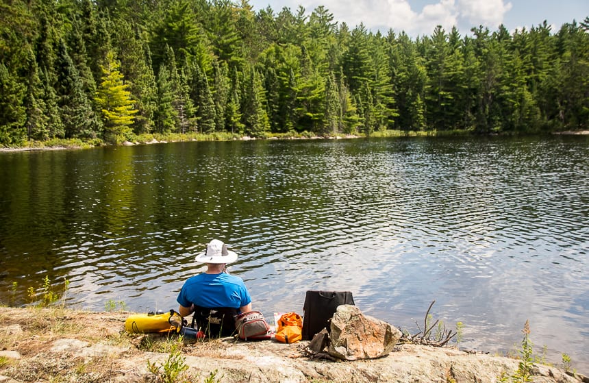  A much needed lunch break on one of our hardest days on the canoe trip in Quetico