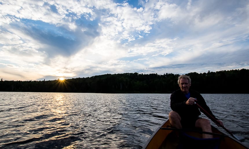 Paddling back to camp after our visit to the falls