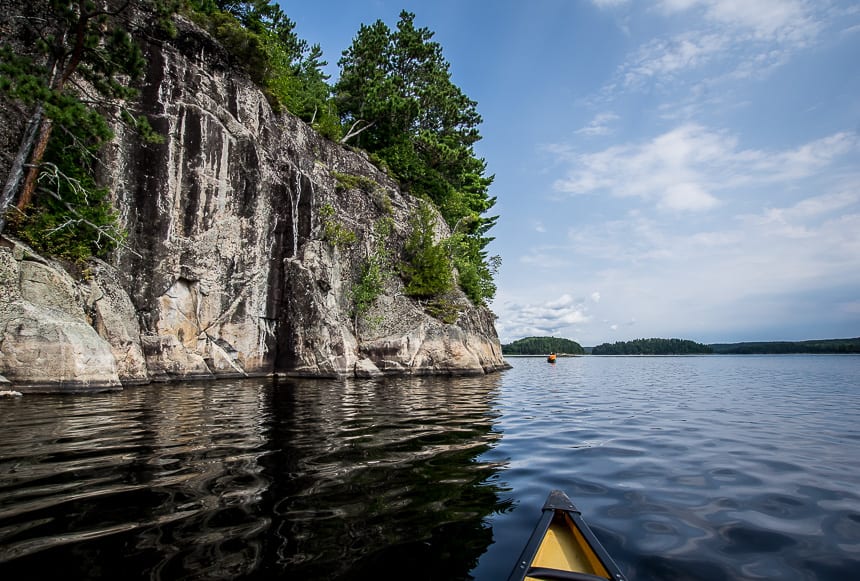  The only other canoe we saw all day was by the cliffs where you find pictographs on Quetico Lake