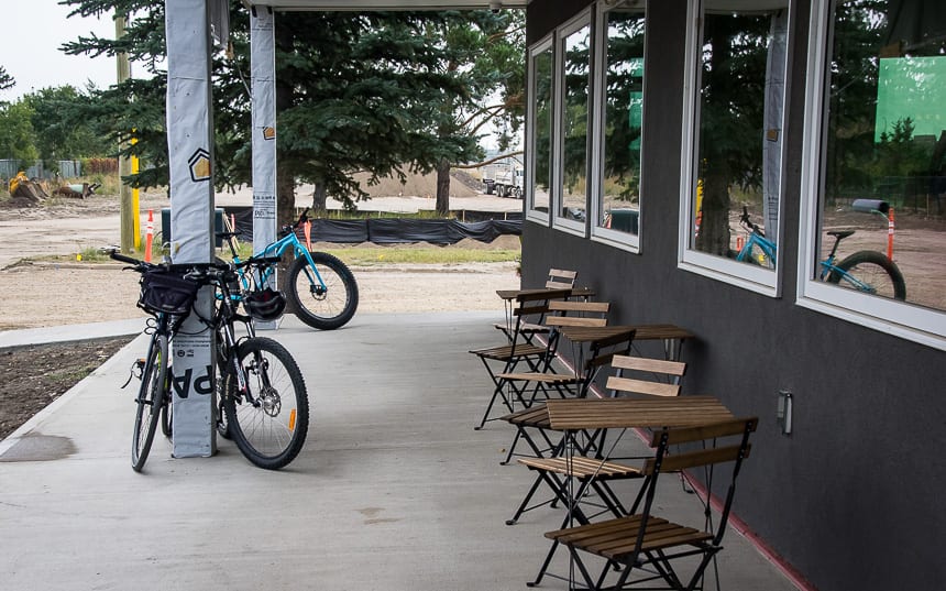 Chairs set up outside of Dose and Purearth in Red Deer