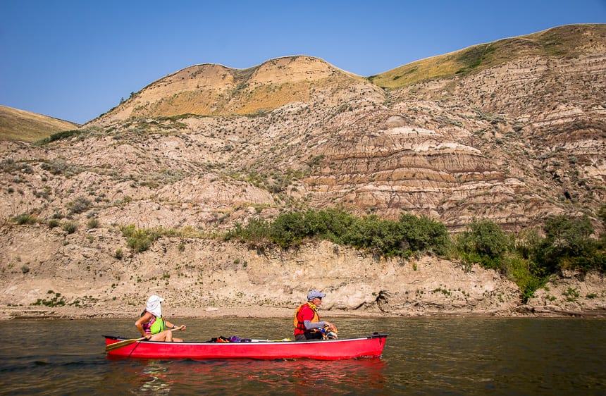 Lovely canoeing on the Red Deer River late in the afternoon 