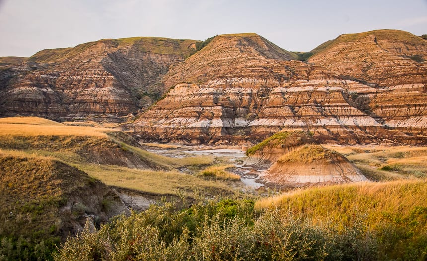 Some of the dramatic scenery behind our campsite on the Red Deer River