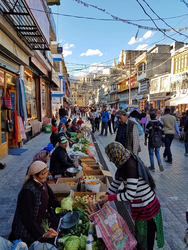 Places to visit in Leh include the street markets