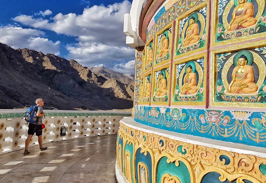 Places to visit in Leh include Shanti Stupa