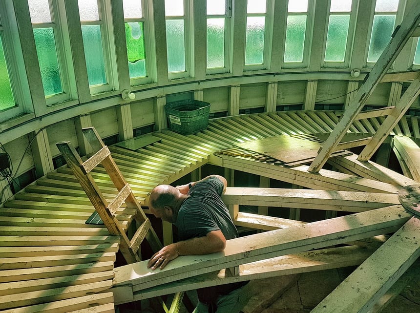 To reach the cupola you have to ease your way up ladders