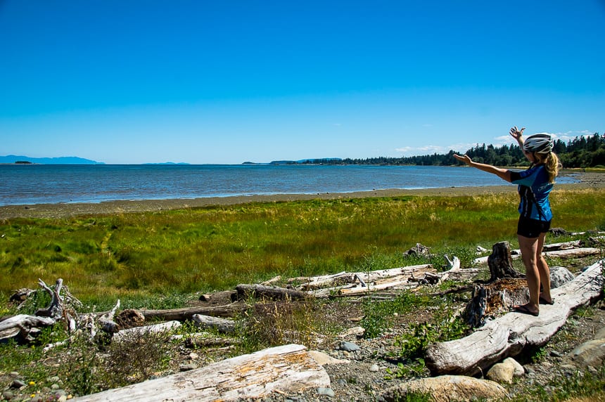 Stop to admire the beautiful beaches near Courtenay on a bike ride