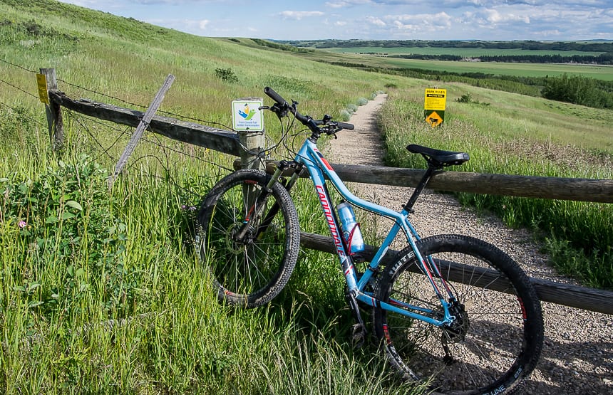 A mountain bike comes in handy on the dirt trails