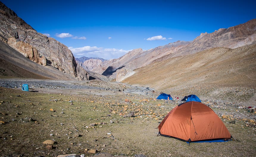 Trekking in Ladakh Zanskar - at most campsites there's a reasonable degree of privacy between tents