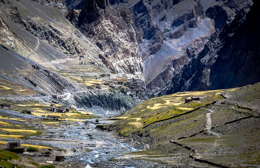 The village of Photaksar is improbably perched on the edge of the mountain