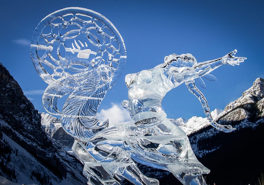 Ice sculptures at Lake Louise are a work of art