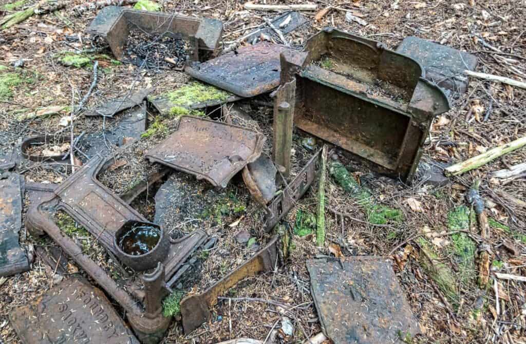 Remains of a settlement seen on the Cape Scott Trail