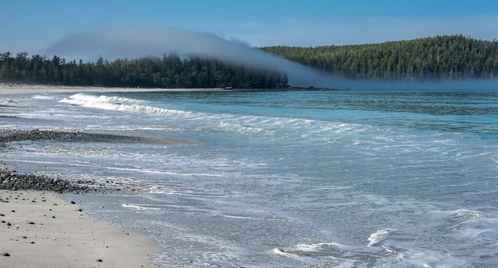 The beautiful beach at Nissen Bight at the end of the North Coast Trail