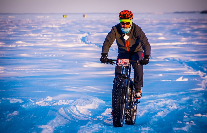  Testing out the track the night before the race across Lac St Jean