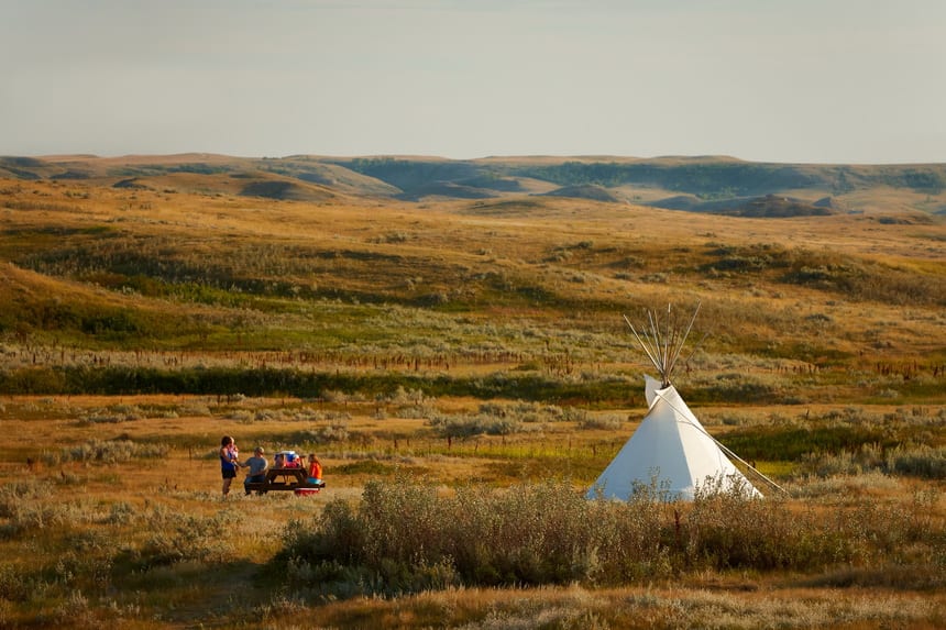 Enjoying the beauty of Grasslands National Park, Saskatchewan while staying in a teepee