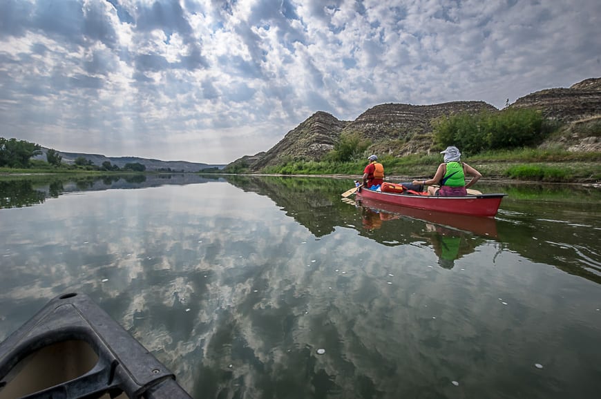 It's an easy paddle on the Red Deer River