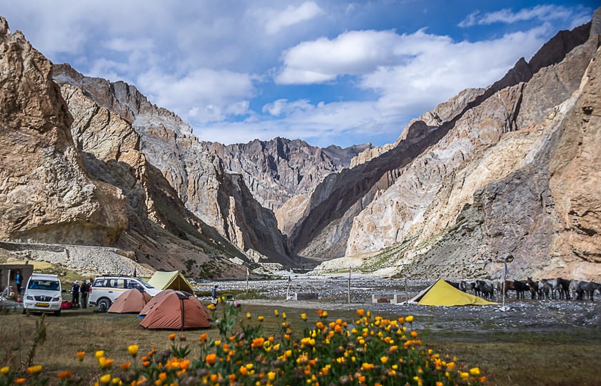 Our first campsite on the Zanskar trek enjoyed a spectacular location