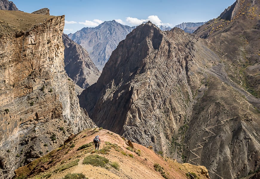 Beautiful hiking on the Zanskar trek with some serious drop-offs for a stretch