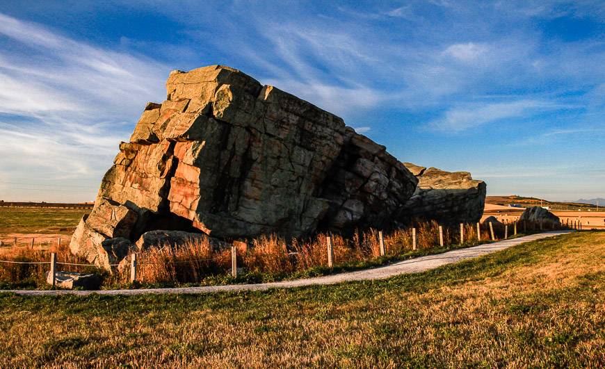 There is a wheelchair friendly path to get up close to the Okotoks Erratic