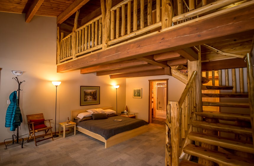 Our cabin had a loft upstairs with two twin beds