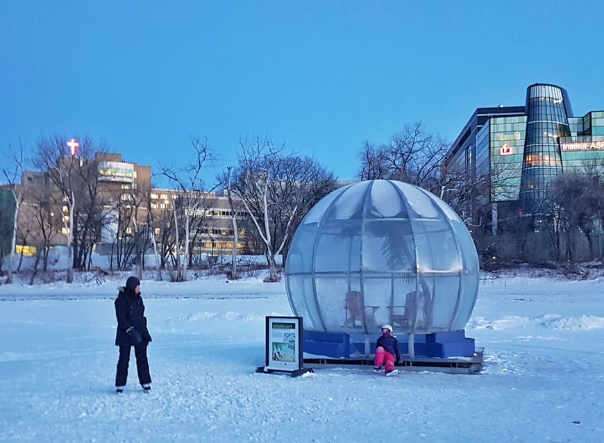 One of the warming huts along the Red River