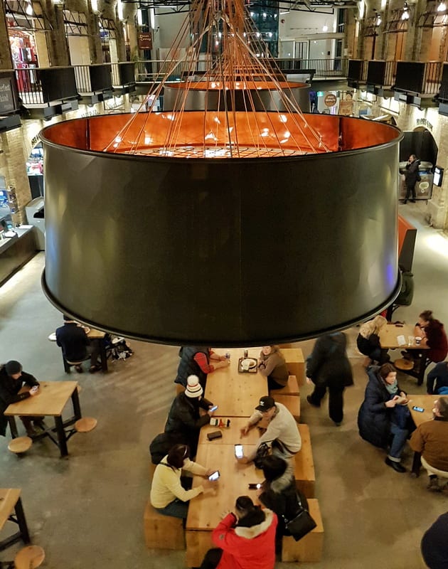 Looking down into the communal eating area at The Forks