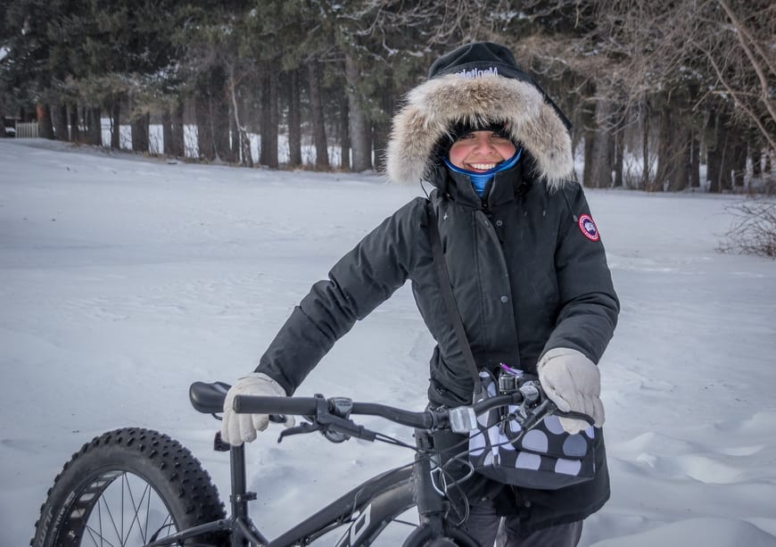 You may have to bundle up like this to bike but you'll be warm