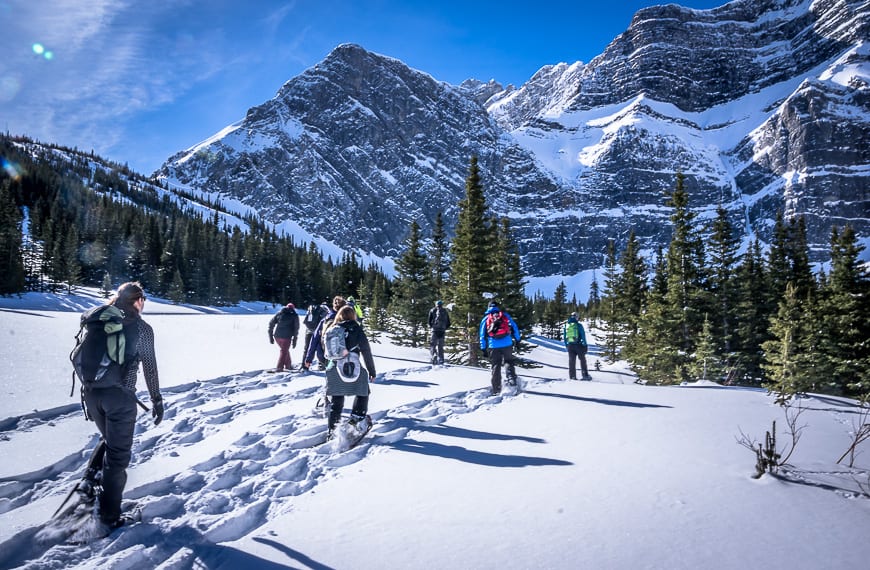 Fortress Mountain snowshoeing with a large group