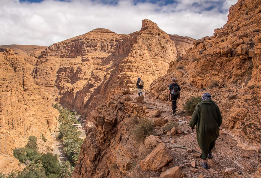  The local dressed in green decided to join us for a partial trek out of the canyon on our Anti Atlas hike 