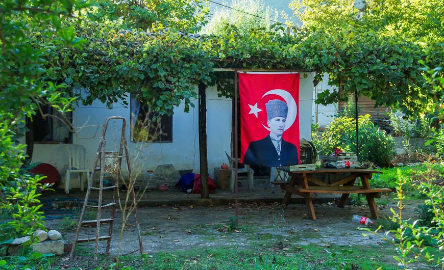 The Turkish flag serves as the main decoration for this house