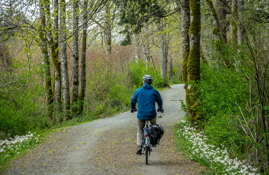 Cycling in Victoria BC on a pretty section of the Lochside Trail