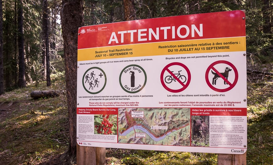 Note the dates on when you must travel as a group on the Aylmer Lookout hike