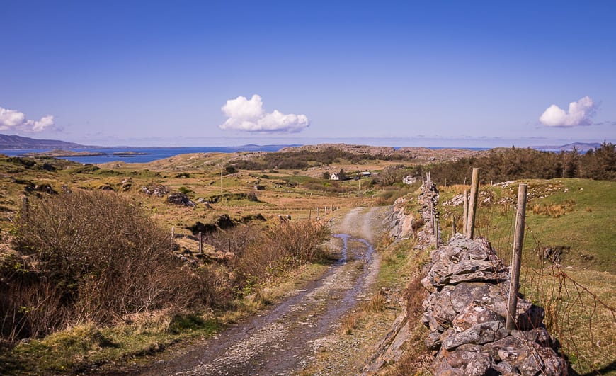 For a very short section at the start of the hike you follow a road