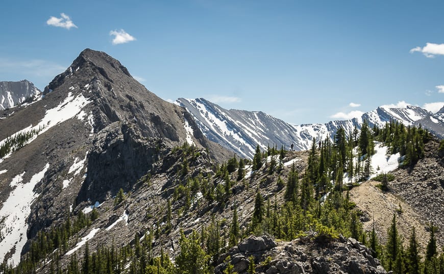 Notice the hiker heading for the peak