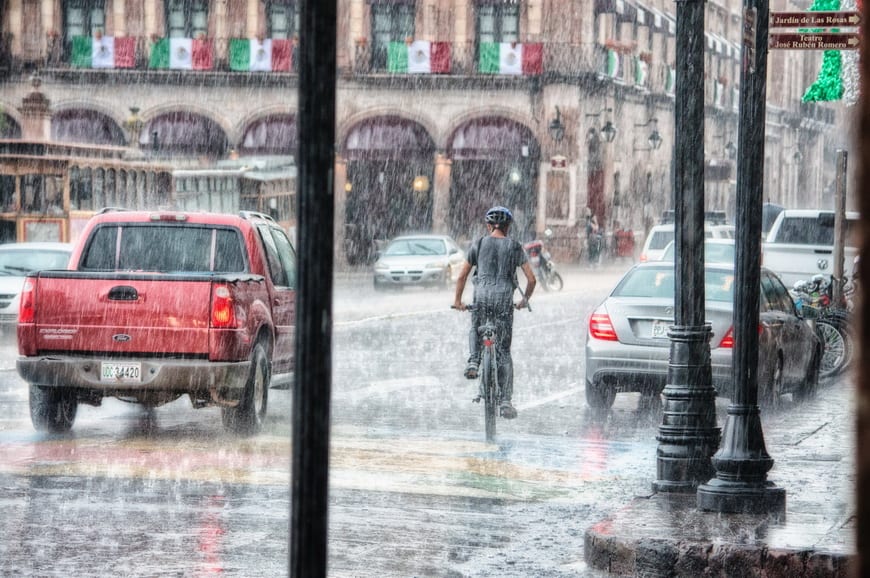 Ride to the conditions means slowing down in the rain