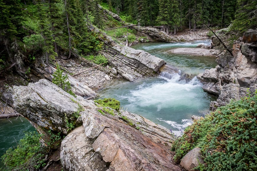 The falls from the Lynx Creek Campground from above