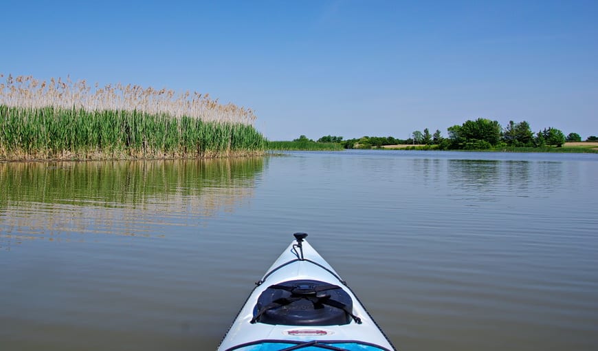 Paddling the quiet waters of the marshes in Dunnville