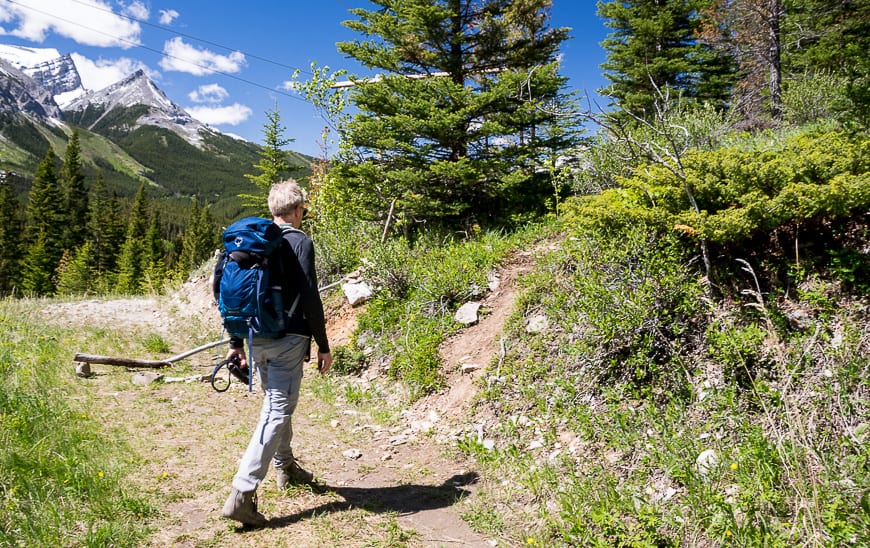 Leave the powerline when you see this trail on your right; also marked by an arrow made of stones